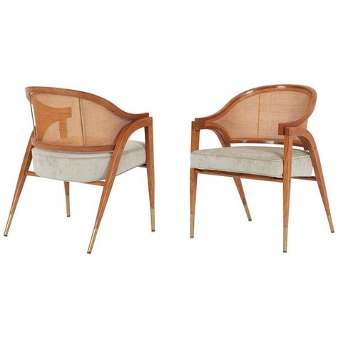 Dunbar Furniture Chair - Captain Armchairs Pair Edward Wormley Dunbar American Mid-Century Modern Brass, Cane, Ash Louis Xvi Chair, Leather Armchair Modern, Drexel Furniture, Georgian Furniture, Edward Wormley, Oak Armchair, Green Armchair, English Furniture, Woven Wood