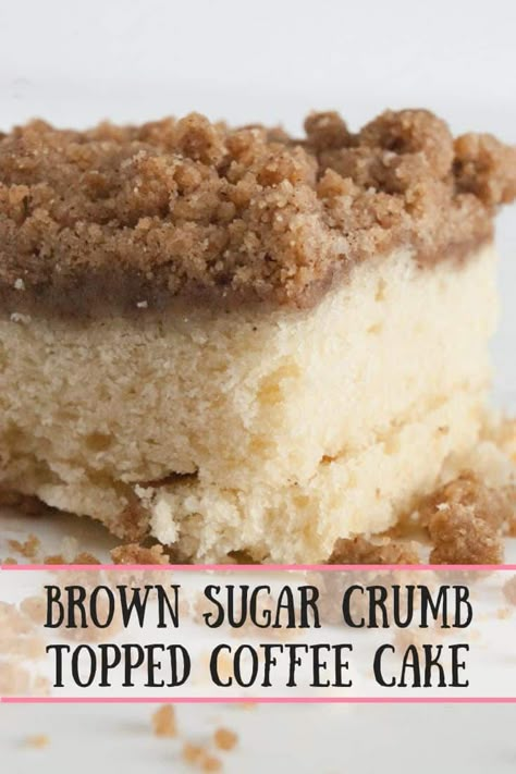 Brown sugar crumb topped coffee cake is a moist, buttery breakfast cake with a perfectly sweet crumbly top! It's quick and easy, too! Crumb Coffee Cakes, Breakfast Coffee Cake, Saturday Brunch, Cakes Recipes, Homemade Cake, Coffee Cakes, Coffee Cake Recipes, Sugar Cake, Crumb Cake