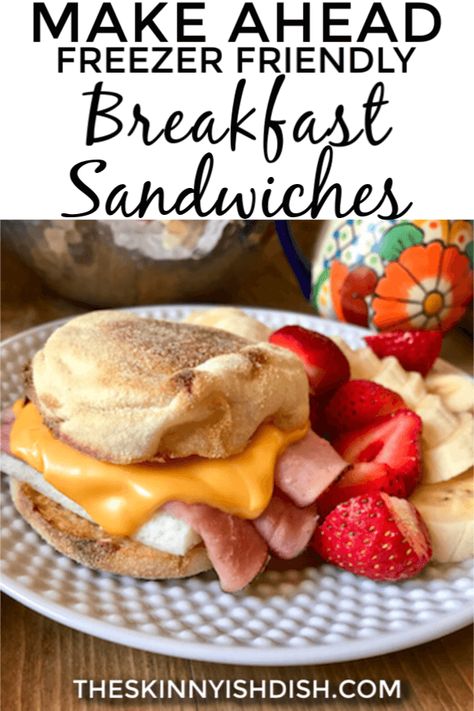 Mornings just got easier when you learn how to make these Make Ahead Freezer Friendly Breakfast Sandwiches!  English Muffins loaded with eggs and cheese and topped with your favorite breakfast meat of choice.  You now have a quick, grab and go breakfast that’s so much more healthy than the drive-thru! #makeahead #freezerfriendly #breakfastsandwich #freestylesmartpoints #ww Skinnydish Recipes, Freezer Friendly Breakfast, Skinnyish Dish, Ww Breakfast, Breakfast Meat, Weight Watchers Breakfast, Grab And Go Breakfast, English Muffins, Breakfast Sandwiches