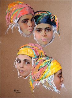 Portraits Pastel, Pastel Crayons, Pastel Portraits, Afrocentric Art, Eastern Art, Tableau Art, Turkish Art, Chalk Pastels, Landscape Artwork