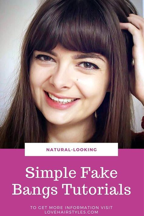 Bobby Pins Method #fakebangs #bangs ❤ If you have always wanted to wear a fringe, our fake bangs DIY tutorials are your chance to skip commitment! Here, we’re sharing easy ways on how to make a fake fringe appear natural and showing step by step guides to creating bangs with your long hair. See how to create bangs with a weave and updo: we’ve got ideas for long and short hair. ❤ #lovehairstyles #hair #hairstyles #haircuts How To Fake Bangs With Long Hair, Fake Bangs Tutorial, Fake Bob, Fake Fringe, Fake Bangs, Bangs Tutorial, Fake Hair, Square Face Shape, Tapered Haircut