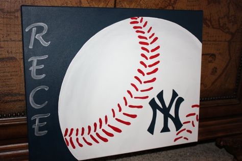 Softball Signs, Frat Formal, Baseball Painting, Baseball Canvas, Baseball Crafts, Sports Painting, Baseball Room, Sport Craft, Personalized Baseballs