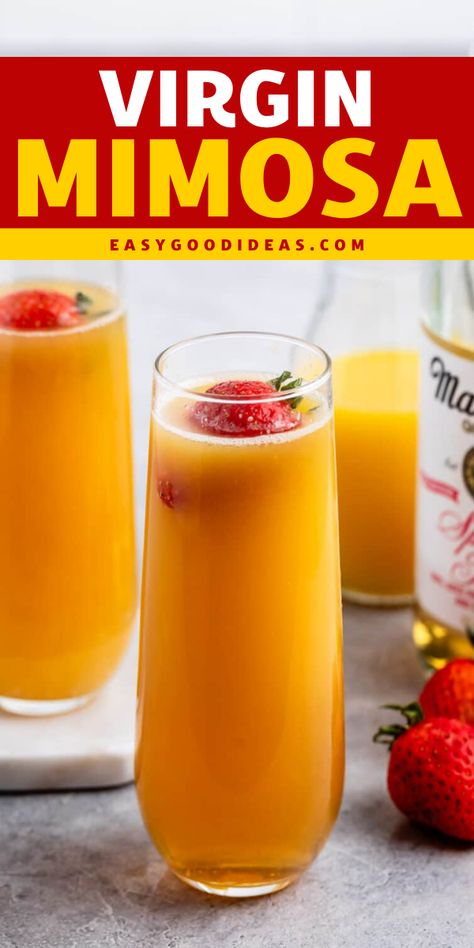 This Virgin Mimosa is the perfect bubbly drink for any brunch! It has no alcohol, so this drink can be enjoyed by anyone – and it’s simple to make too. No one has to be left out when everyone can enjoy a mimosa. Virgin Mimosa Recipe, Virgin Mimosa, Sorbet Mimosa, Non Alcoholic Mimosa, Best Mimosa Recipe, Quick Family Meals, Christmas Food Treats, Mimosa Recipe, Perfect Summer Drink