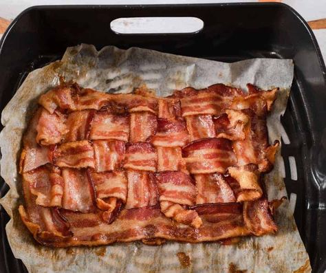 Air Fryer Bacon Weave Bacon Weave, Air Fryer Bacon, Air Flyer, Perfect Bacon, Bacon Wrapped Scallops, Cooking Bacon, Best Bacon, Candied Bacon, Egg Sandwiches