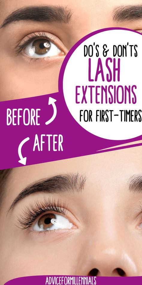 Do's & Don'ts lash extensions for first-timers Getting Eyelash Extensions, Eyelash Extensions Types Curls, Best Natural Eyelashes Fake Lashes, Eyeshadow With Lash Extensions, Sleeping With Lash Extensions, Wedding Eyelashes Extensions, First Time Eyelash Extensions, How To Place Lash Extensions, Tips For Lash Extensions