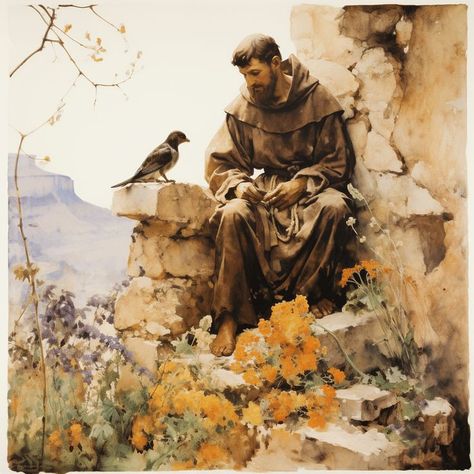 St Francis Of Assisi Art, Francis Of Assisi Art, Catholic Artwork, Saint Francis Of Assisi, St Francis Of Assisi, Saint Quotes Catholic, Jesus And Mary Pictures, Catholic Images, Christian Artwork