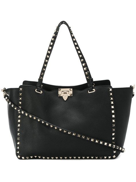 Valentino Valentino Garavani Rockstud trapeze tote Valentino 2017, Designer Purses, Valentino Black, Rock Chic, Valentino Rockstud, Woman Bags Handbags, Valentino Bags, Medium Tote, Hobo Handbags