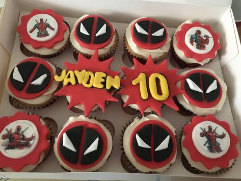 Deadpool Cupcakes, Deadpool Cake, Kids Cupcakes, Superhero Cupcakes, Cupcakes Ideas, Pastry Shop, 7th Birthday, Cake Ideas, Deadpool