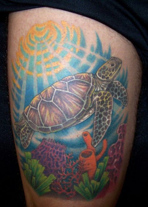 Sea Turtle tattoo Sea Turtle Coral Reef Tattoo, Coral Reef Tattoo, Reef Tattoo, Sea Turtle Tattoo, Turtle Tattoo Designs, Turtle Tattoo, More Than Words, Body And Soul, Coral Reef