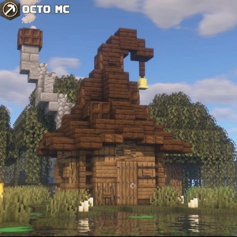 Halloween Themed Minecraft Builds, Minecraft Goblin House, Minecraft Halloween Village, Minecraft Witch Hut Ideas, Minecraft Seating Area, Swamp Builds Minecraft, Halloween House Minecraft, Minecraft Nature Ideas, Halloween Minecraft Houses