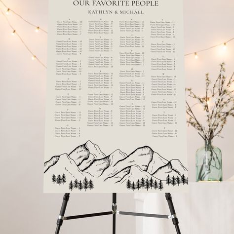 Minimalist Outdoor Wedding, Alphabetical Seating Chart, Mountain Tree, Terracotta Wedding, Seat Foam, Seating Chart Wedding, Wedding Seating, Seating Chart, Seating Charts