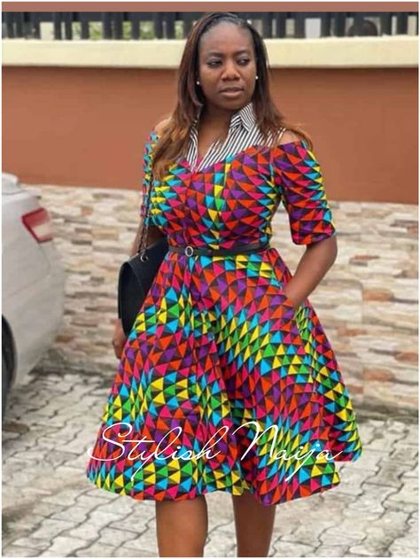 Beautiful Ankara Short Gown Styles You Should Not Ignore. - Stylish Naija Ankara Flare Dresses, Short African Dresses For Women, Ankara Flare Gown Styles, Ankara Flare Gown, Ankara Short Flare Gowns, Flare Gown Styles, Ankara Dress Designs, African Fashion Week, Ankara Short