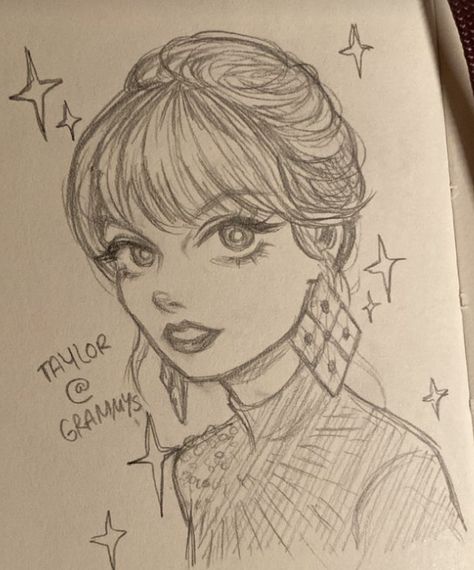 Kaledoodles Taylor Swift, Taylor Swift Sketch Pencil, Taylor Swift Drawing Sketches, Taylor Swift Dibujos, Taylor Swift Drawing Easy, The Grammys 2023, Taylor Swift At The Grammys, Grammys 2023, Toddler Drawing