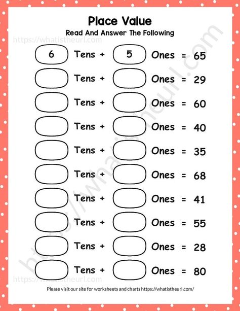 This is “exercise 2” to find the place value in numbers. There is a total of 10 pages in this worksheet.Please download the PDF Place Value worksheets – Tens and Ones Place Value Tens And Ones Worksheets, Tens And Ones Worksheets First Grade, Number Value Worksheets, Place Value Activities 2nd, Tens And Ones Worksheet, Place Value Tens And Ones, Mental Maths, Worksheets For Class 1, Kindergarten Math Worksheets Free