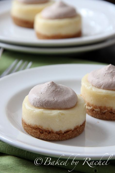 Mini Baileys Cheesecakes with Chocolate Whipped Cream Recipe Irish Cream Recipe, Baileys Cheesecake, Whipped Cream Recipe, Recipes With Whipping Cream, Chocolate Whipped Cream, Mini Baileys, Bite Size Desserts, Whip Cream, Small Desserts