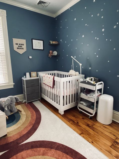 Nursery Guest Room Combo, Rainbow Themed Nursery, Brown Crib, Teal Nursery, Nursery Guest Room, Peaceful Space, Babies Nursery, Small Nurseries, Baby Wolf