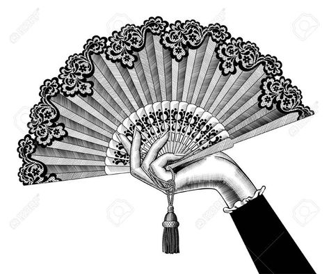 Hand Fan Drawing, Stylized Drawing, Fan Tattoo, Fan Drawing, Drawing Vector, Tattoo Project, Vintage Fans, Desenho Tattoo, Hand Tattoo