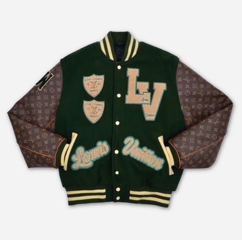 Outlander Magazine on Twitter: "Louis Vuitton custom Varsity Jacket made from Vintage LV Luggage by Lone Dabiri!🖤… " Louis Vuitton Varsity Jacket, Outlander Magazine, Lv Luggage, Green Varsity Jacket, Custom Varsity Jackets, Estilo Madison Beer, Leather Varsity Jackets, Leather Sleeve, Vintage Louis Vuitton