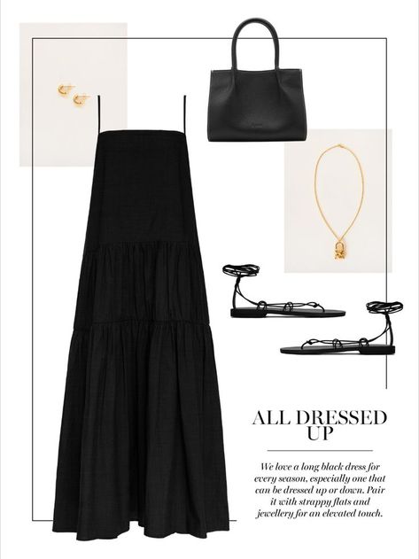 Black Linen Dress Outfit Summer, Black Linen Dress Outfit, Black Dress Everyday, Black Linen Outfit, Strappy Sandals Outfit, Vestidos Sport, Neutral Wardrobe, How To Have Style, Black Summer Dress