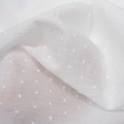 100% Cotton Dotted Swiss Voile - White | Higgs & Higgs | UK Fabric Cotton Voile Fabric, Baby Cradle, Voile Fabric, Swiss Dot, Dress Hats, Cotton Voile, Free Samples, Classic White, Dressmaking