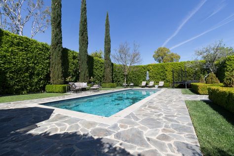 French Provincial Pool Area, French Provincial Backyard, Backyard Extension, French Pool, Modern Manor, French Country Manor, Pool Surround, Cocktail Pool, Sela Ward