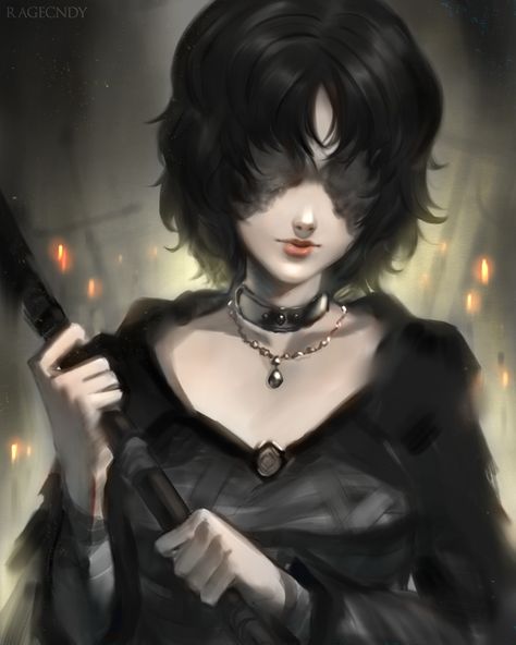 Safebooru - 1girl bandage black dress black hair choker commentary demon's souls dress english commentary highres jewelry lips maiden in black necklace no eyes nose pale skin ragecndy short hair solo souls (from software) staff upper body | 2636385 Maiden In Black, Demon's Souls, Dark Souls Artwork, Bloodborne Art, Soul Game, Demon Souls, Dark Souls 3, Dark Souls Art, 다크 판타지