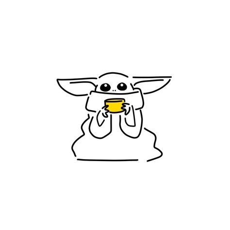 "Unite all fans, I must." By @lemonblanc #starwars #themandelorian #babyyoda #yoda #lemonblanc #illustration #lineart #linedrawing Grogu Simple Drawing, Yoda Line Drawing, Simple Grogu Tattoo, Grogu Line Art, Star Wars Couple Tattoo Ideas, Yoda Line Art, Mandalorian Line Art, Star Wars Illustration Minimalist, Star Wars Simple Art