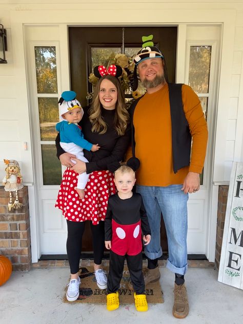 Family Of Three Disney Costumes, Mickey And Minnie Family Costume, Mickey And Friends Costumes, Mickey Mouse Costumes Family, Family Of Four Halloween Costumes Boys, Snow White And Dwarfs Family Costume, Mickey Family Halloween Costumes, Mickey Mouse Clubhouse Family Costumes, Four Person Halloween Costumes Family