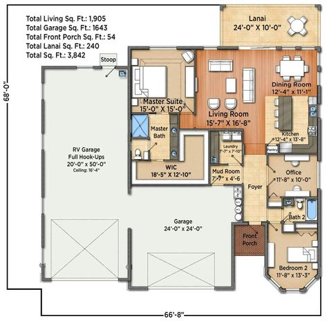 I really like this plan.  Somehow it needs a door from the closet to the laundry room Homes With Rv Garage Attached, House With Rv Garage Attached, House Plans With Rv Garage Attached, Rv Barndominium, Rv Port, Rv Barn, Rv House, Shop With Living Quarters, Garage With Living Quarters