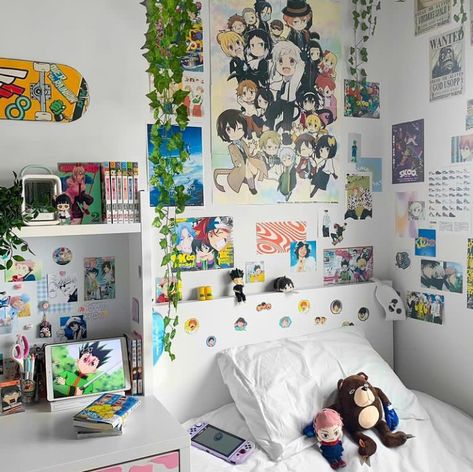 Anime Room Decor, Cute Room, Otaku Room, Pinterest Room Decor, Study Room Decor, Anime Room, Room Deco, Indie Room, Cute Bedroom Decor