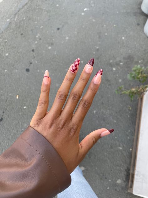 Red Checkered Nails, Checkered Nails, Baby Blue Nails, Red Checkered, Nail Trends, Blue Nails, Winter Nails, Nails Inspiration, Nail Art