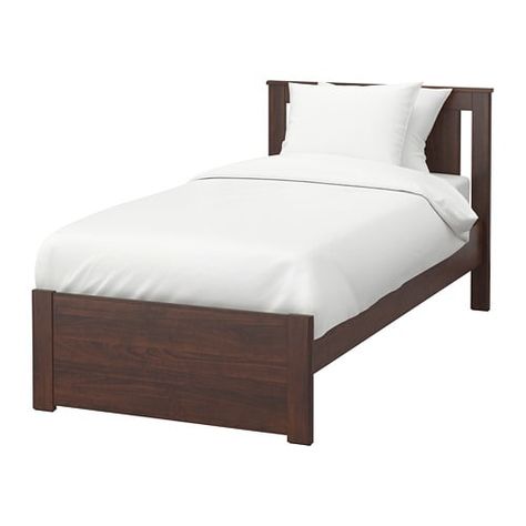 SONGESAND Bed frame, brown, Lönset Twin Lönset brown Ikea Songesand Bed, Songesand Bed, Ikea Songesand, Sturdy Bed Frame, Bed Frame Legs, Store Bedding, Beige Bed Linen, Bed Images, Linen Bedding Natural