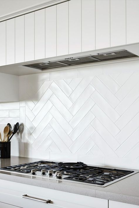 Herringbone Kitchen Tiles, Chevron Tile Backsplash, Herringbone Kitchen Backsplash, White Herringbone Backsplash, Tile Cloud, Chevron Backsplash, Kitchen Renos, Backsplash Kitchen White Cabinets, Herringbone Kitchen