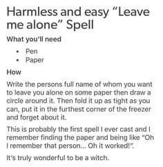 Leave Me Alone Spell, Don't Bother Me, Witchcraft Spells For Beginners, Spells For Beginners, Easy Spells, Shoo Fly, Witch Spirituality, Magic Spell Book, Under Your Spell