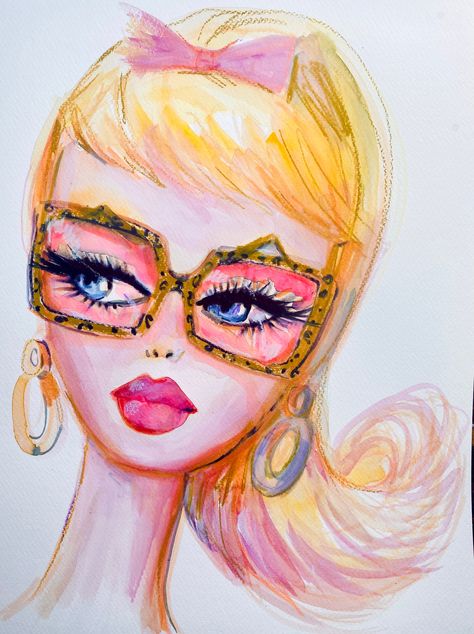 8”x10” limited edition hand signed artist print. A portion of the proceeds go to my local food bank Retro Barbie Art, Pin Up Drawings Vintage, Painting Ideas Food, Vintage Barbie Aesthetic, Barbie Pop Art, Barbie Artwork, Barbie Painting, Barbie Print, Barbie Art