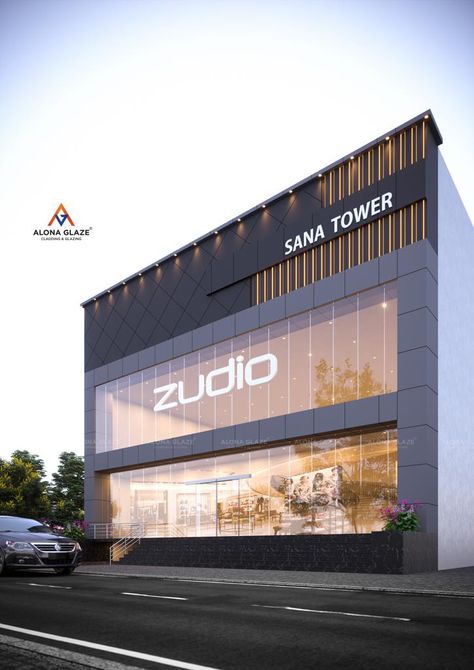 Showroom Facade Design Store Fronts, Modern Commercial Building Facade Design, Gym Facade Design, Shopping Complex Elevation, Comercial Elevation Design, Showroom Elevation Design, Commercial Shop Elevation Design, Commercial Complex Elevation, Acp Elevation Design For Shop