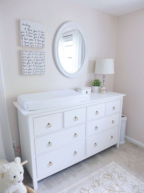 Hemnes -- replace drawer pulls! Change Tables, Dresser Nursery, Ikea Hemnes Dresser, Hemnes Dresser, Ikea Nursery, Change Table, Baby Dresser, Nursery Dresser, Ikea Hemnes