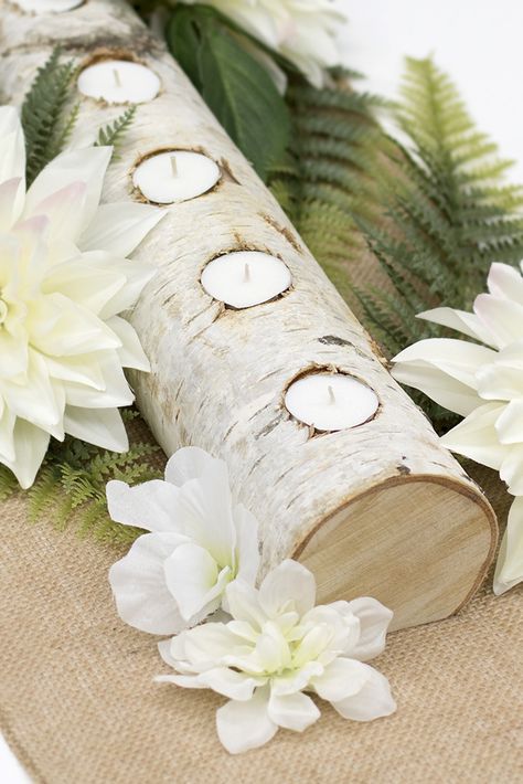 Birch Candle Holders Centerpiece, Birch Table Decor, Aspen Tree Centerpieces, Birch Bark Wedding Decorations, Birch Tree Centerpieces Wedding, Birch Wood Wedding Decor, Wood Log Centerpieces Wedding, Low Profile Table Centerpiece, Birch Tree Centerpieces