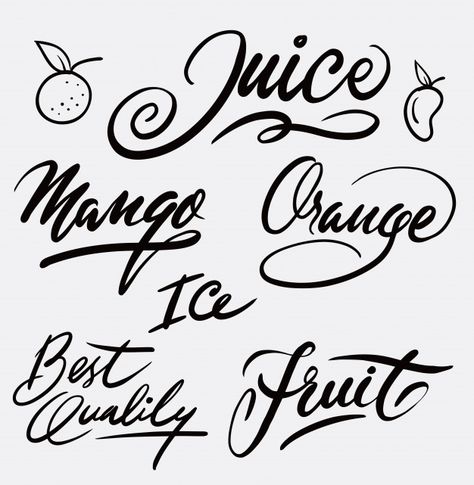 Fruit Typography, Hand Typography, Typography Logo Inspiration, Handwriting Calligraphy, Calligraphy Handwriting, Vector Hand, Typography Inspiration, Typography Logo, Logo Graphic