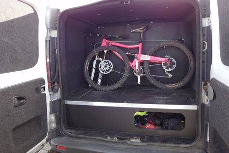 More bike day van questions (Vivaro et al or Vito q's) « Singletrack Forum Van Workshop, Bike Storage In Van, Vw T5 Interior, Stealth Camper Van, Vw Transporter Van, Van Organization, Bike Garage, Bike Storage Garage, Bike Rack Wall