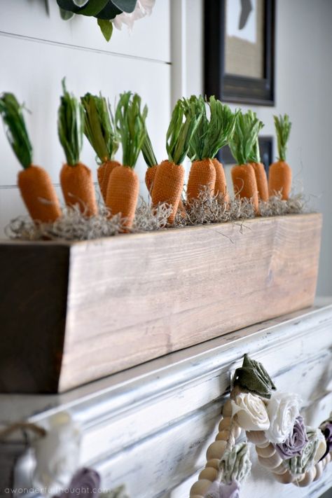 Easter Mantel and Vignette - A Wonderful Thought Neutral Easter Decor, Easter Mantel, Easter Mantle, Farmhouse Easter Decor, Sugar Mold, Easter Spring Decor, Farmhouse Easter, Easter 2023, Easter Carrots