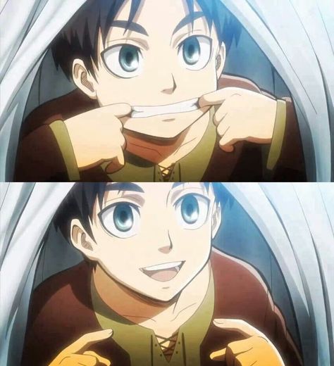 Eren jaegar as a kid smiling Eren Aot, Ouran Host Club, Titans Anime, Eren And Mikasa, Attack On Titan Eren, Anime Fandom, Eren Jaeger, Fan Fiction, Attack On Titan Anime