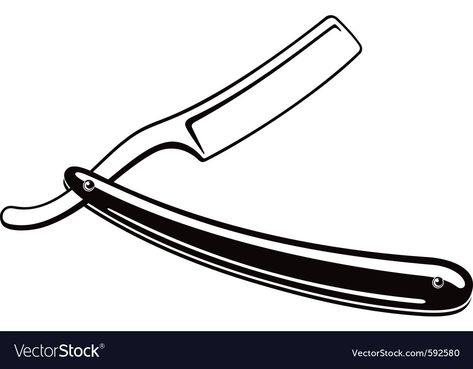 Straight Razor Drawing, Cut Throat Razor Tattoo, Straight Razor Tattoo, Eminem Drawing, Barber Design, Anchor Art, Barber Tattoo, Flamingo Vector, Light Bulb Vector