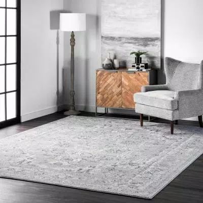 Essa Vintage Light Gray 5 ft. x 8 ft. Area Rug Grey Couch, Medallion Area Rug, Vintage Medallion, Light Grey Rug, Rug Dining Room, Gray Rug, Traditional Lighting, Rugs Usa, Transitional Area Rugs