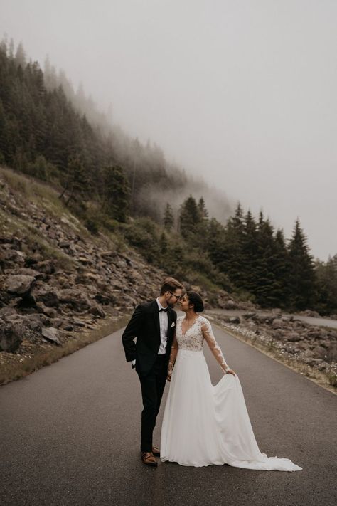 Dark And Moody Wedding, Beautiful Elopement, Moody Wedding Photography, Rain Wedding, Mountain Wedding Photos, Fall Wedding Photography, Wedding Couple Photos, Engagement Locations, Dark And Moody