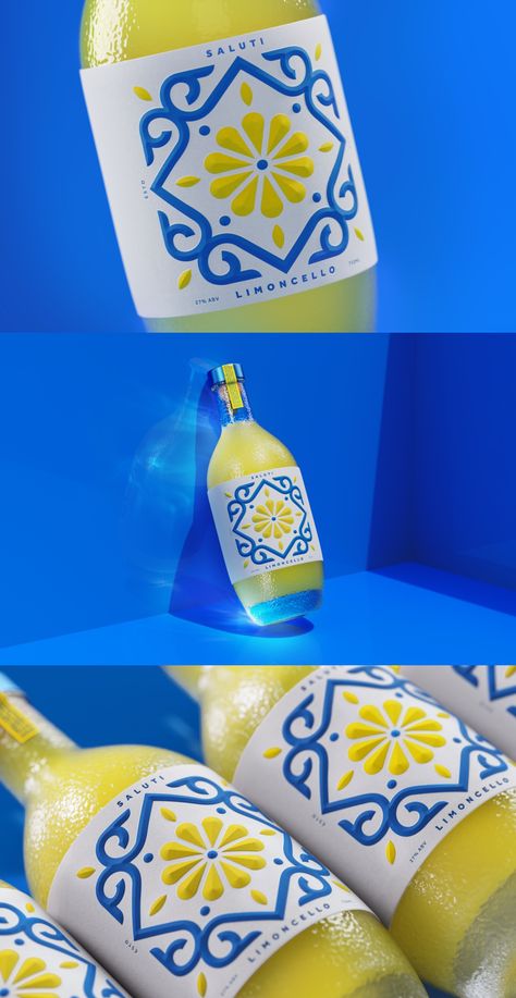 Bottle Drink Design, Limoncello Bottle Design, Cool Bottle Design, Beverage Branding Design, Limoncello Illustration, Drink Branding Design, Liquor Bottle Design, Classic Packaging Design, Drink Brand Logo