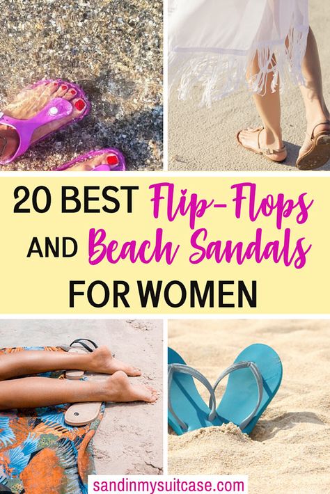 Check out these 20 best beach sandals and cute flip-flops! From blingy to comfy, they're the best flip-flops and sandals for the beach for women. #sandals #beachsandals #flipflops #beach #footwear Travel Packing Essentials, Comfy Flip Flops, Best Flip Flops, Cute Flip Flops, Packing Essentials, International Travel Tips, Packing Tips For Travel, T Strap Sandals, Women Sandals