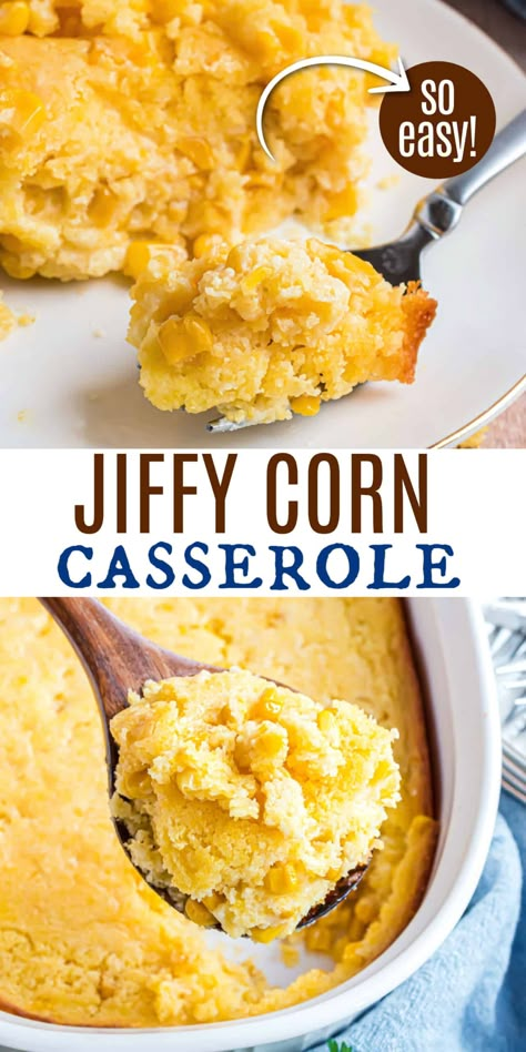 Jiffy Corn Casserole is a delicious side dish made with six ingredients that can be ready to go in the oven with 5 minutes of prep. It's a cozy addition to any home-cooked dinner. Corn Bake Casserole Jiffy, Frozen Corn Casserole, Corn Casserole Jiffy, Baked Corn Casserole, Easy Corn Casserole Recipe, Oven Cooked Bacon, Sweet Corn Casserole, Easy Corn Casserole, Cream Corn Casserole