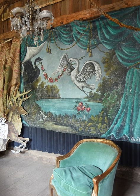 Theatre Backdrops, Canvas Backdrop, Jennifer Lanne, Painted Backdrops, Painted Cupboards, Scenic Wallpaper, Paintings Artwork, Beautiful Rooms, Cloud Painting