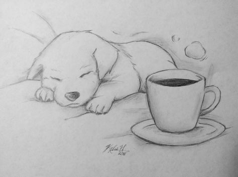 Cute Dog Pencil Drawing, Puppy And Kitten Drawing, Sleeping Puppy Drawing, Dog Pictures Drawing, Cute Dog Drawing Kawaii, Person Sleeping Drawing, Dog Sleeping Drawing, Puppy Drawing Sketches, Puppy Drawing Cute